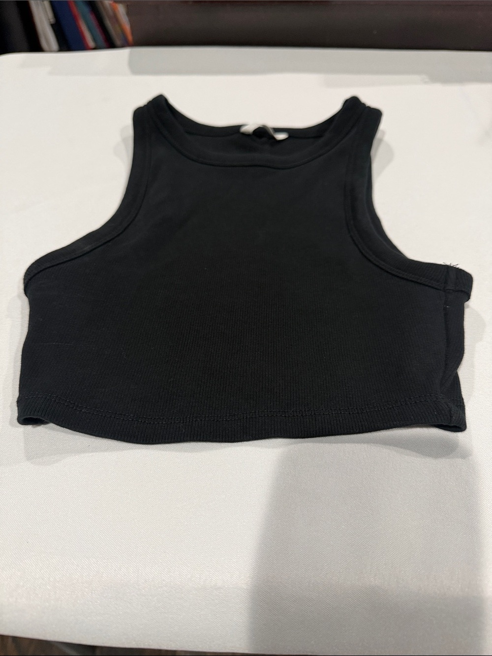 Zara Ribbed Crop Tank in Black